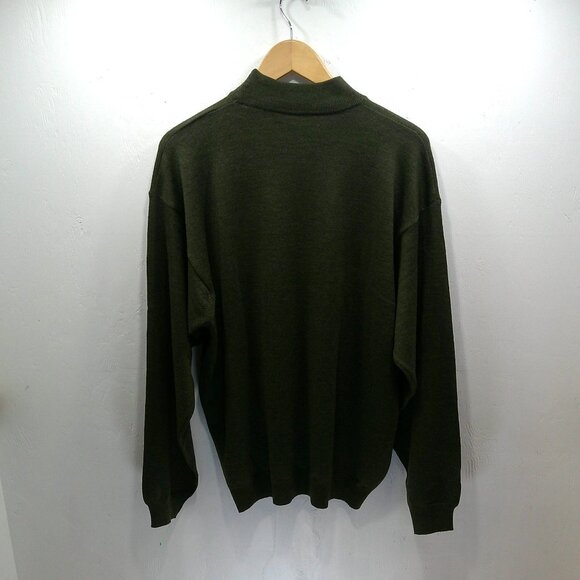 Brandini Italian Preppy Green Merino Wool Pull over Sweater Size L - Tall - Picture 2 of 6